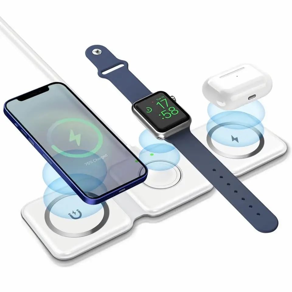 3 in 1 Magnetic Foldable Fast Mag-Safe Wireless Charger
